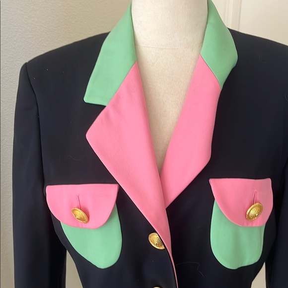 Colorful Women's Blazer with Gold Buttons Escada vintage Blazer - Picture 2 of 11
